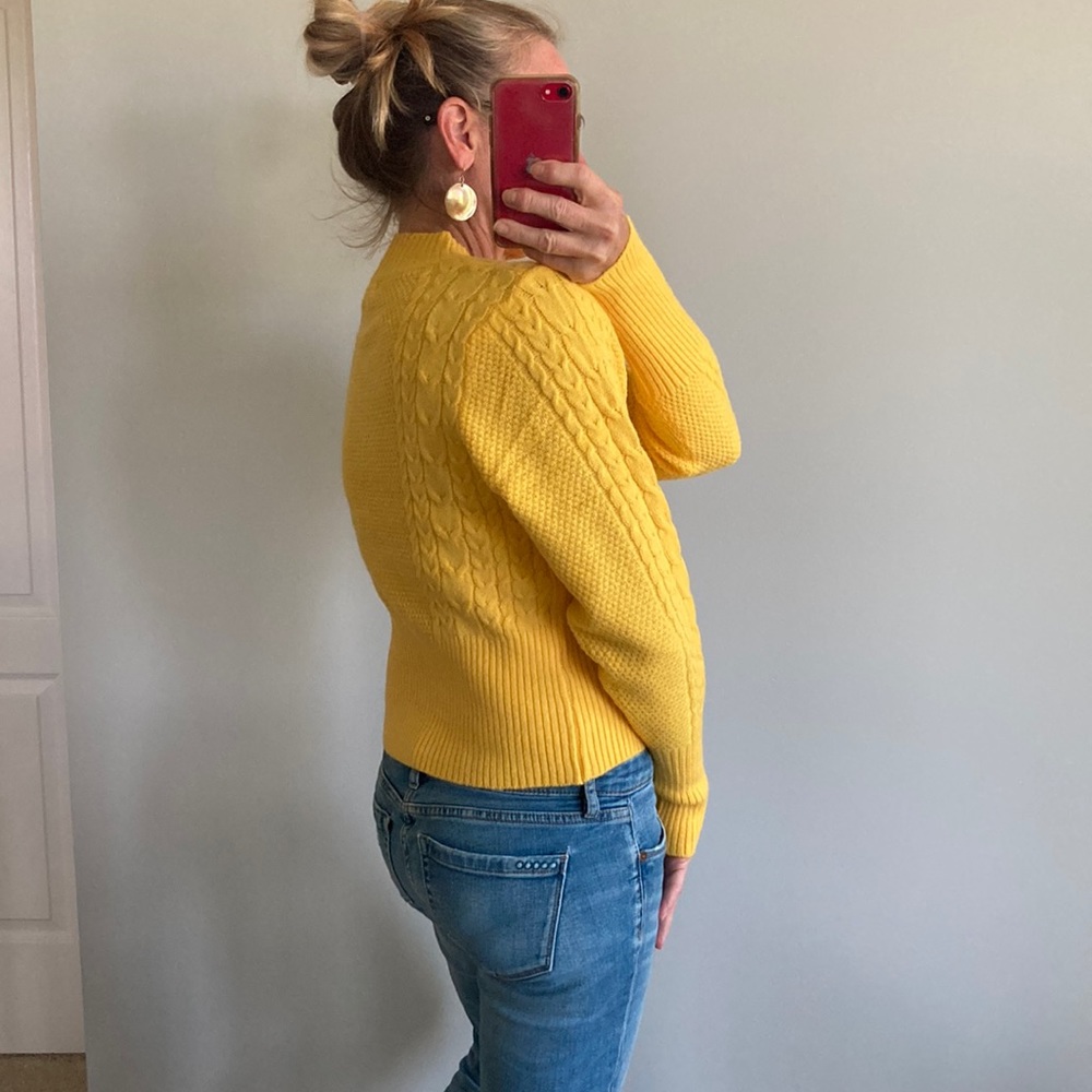 Bright Yellow Ribbed Long Sleeve Sweater - Picture 7 of 11
